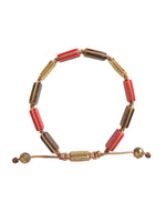 Nialaya CZ Tiger Eye Red Coral 925 Silver Men Men's Bracelet