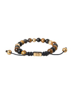 Nialaya CZ Ball Tiger Eye Stone Copper Beaded Men Men's Bracelet