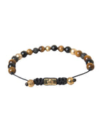 Nialaya CZ Ball Tiger Eye Stone Copper Beaded Men Men's Bracelet