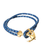 Nialaya Blue Gold Anchor 925 Silver Charm Bracelet Men's Mens