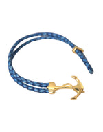 Nialaya Blue Gold Anchor 925 Silver Charm Bracelet Men's Mens