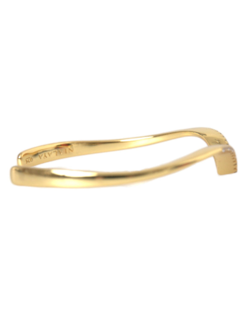 Nialaya Arched Wing Cuff Skyfall Gold CZ 925 Women's Bracelet