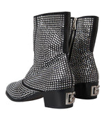 Dolce & Gabbana Black Rhinestone Crystal Chelsea Boots Men's Shoes (Pre-Owned)