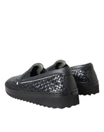 Dolce & Gabbana Black Woven Buffalo Leather Men Loafers Men's Shoes