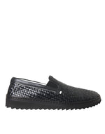 Dolce & Gabbana Black Woven Buffalo Leather Men Loafers Men's Shoes