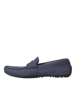 Dolce & Gabbana Blue Calf Leather Slip On Moccasin Men's Shoes