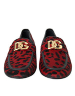 Dolce & Gabbana Red Black Leopard DG Loafers Formal Men Men's Shoes