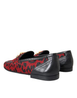 Dolce & Gabbana Red Black Leopard DG Loafers Formal Men Men's Shoes