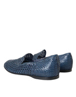 Dolce & Gabbana Blue Woven Leather Slip On Loafers Men Men's Shoes (Pre-Owned)