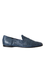 Dolce & Gabbana Blue Woven Leather Slip On Loafers Men Men's Shoes (Pre-Owned)