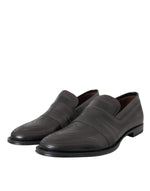 Dolce & Gabbana Black Brown Leather Loafer Men Dress Men's Shoes