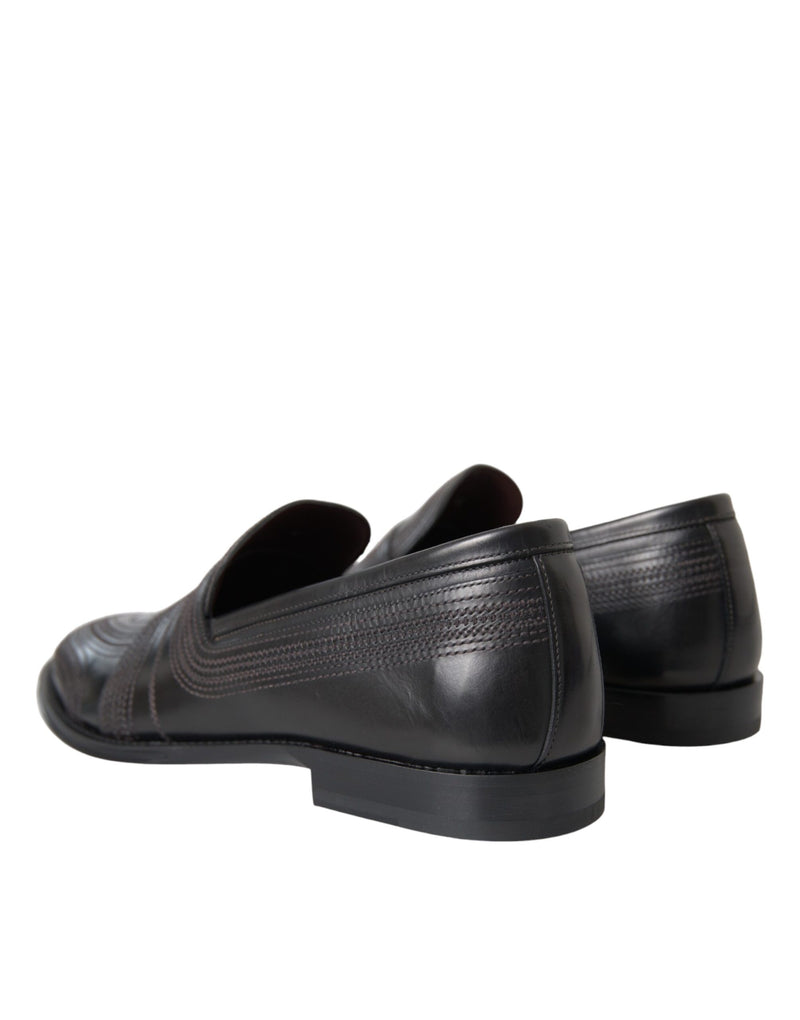 Dolce & Gabbana Black Brown Leather Loafer Men Dress Men's Shoes