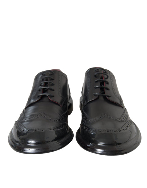 Dolce & Gabbana Black Leather Oxford Wingtip Formal Men Men's Shoes