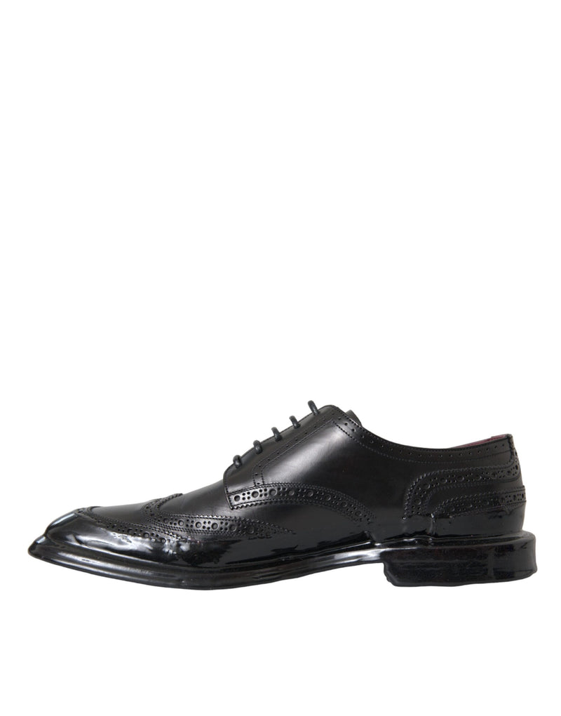 Dolce & Gabbana Black Leather Oxford Wingtip Formal Men Men's Shoes