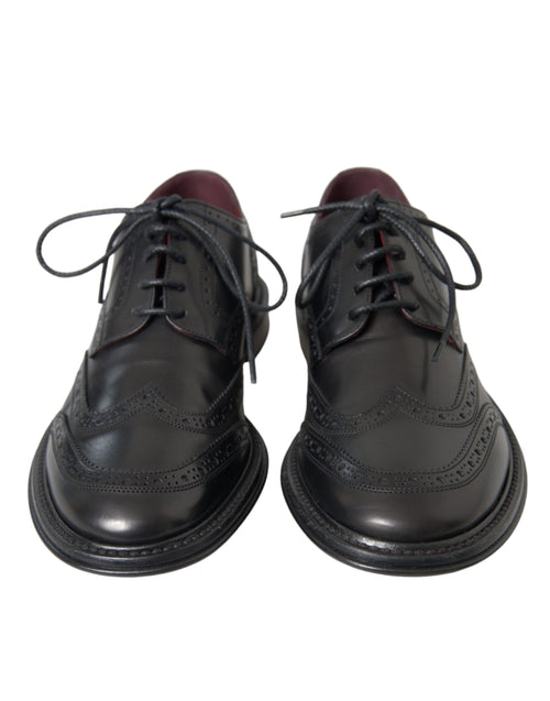 Dolce & Gabbana Black Leather Oxford Wingtip Formal Men Men's Shoes