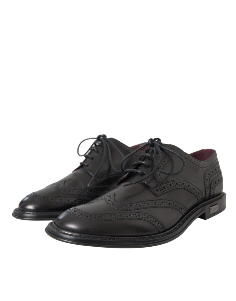 Dolce & Gabbana Black Leather Oxford Wingtip Formal Men Men's Shoes