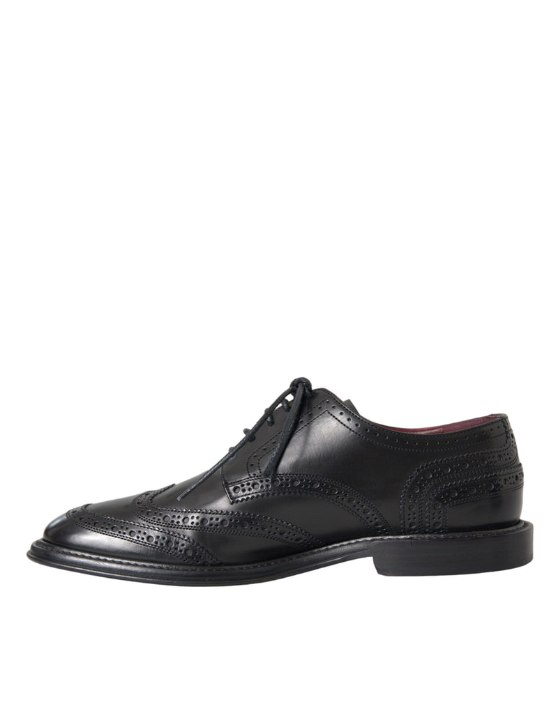 Dolce & Gabbana Black Leather Oxford Wingtip Formal Men Men's Shoes