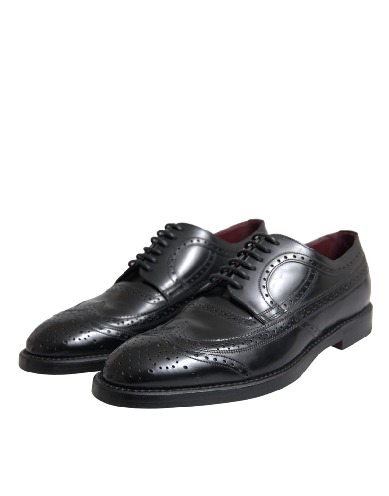 Dolce & Gabbana Black Leather Oxford Wingtip Formal Men Men's Shoes