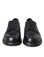 Dolce & Gabbana Black Horse Leather Derby Men Dress Men's Shoes