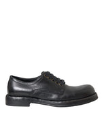 Dolce & Gabbana Black Horse Leather Derby Men Dress Men's Shoes