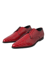 Dolce & Gabbana Red Textured Varnished Derby Men Formal Men's Shoes