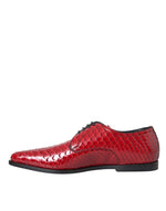 Dolce & Gabbana Red Textured Varnished Derby Men Formal Men's Shoes