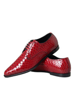 Dolce & Gabbana Red Textured Varnished Derby Men Formal Men's Shoes