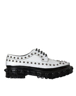 Dolce & Gabbana Black White Embellished Derby Formal Men's Shoes