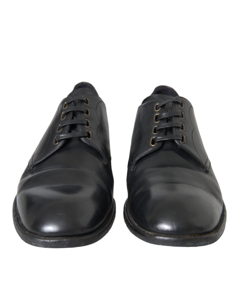 Dolce & Gabbana Black Leather Derby Formal Dress Men Men's Shoes (Pre-Owned)