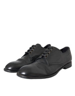 Dolce & Gabbana Black Leather Derby Formal Dress Men Men's Shoes (Pre-Owned)