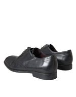 Dolce & Gabbana Black Leather Derby Formal Dress Men Men's Shoes (Pre-Owned)