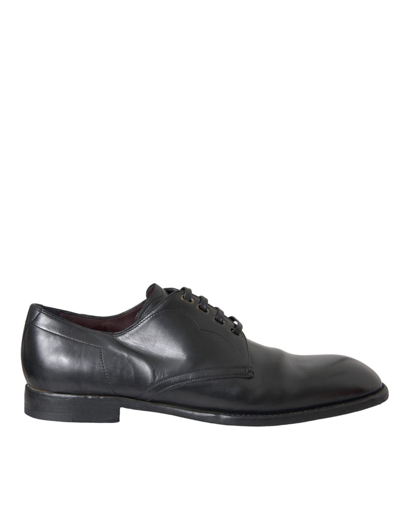 Dolce & Gabbana Black Leather Derby Formal Dress Men Men's Shoes (Pre-Owned)