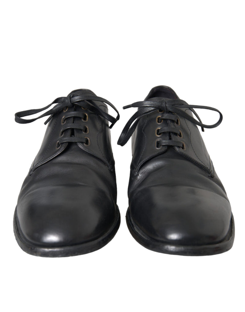 Dolce & Gabbana Black Leather Derby Formal Dress Men Men's Shoes