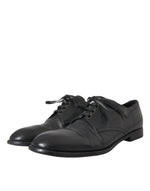 Dolce & Gabbana Black Leather Derby Formal Dress Men Men's Shoes