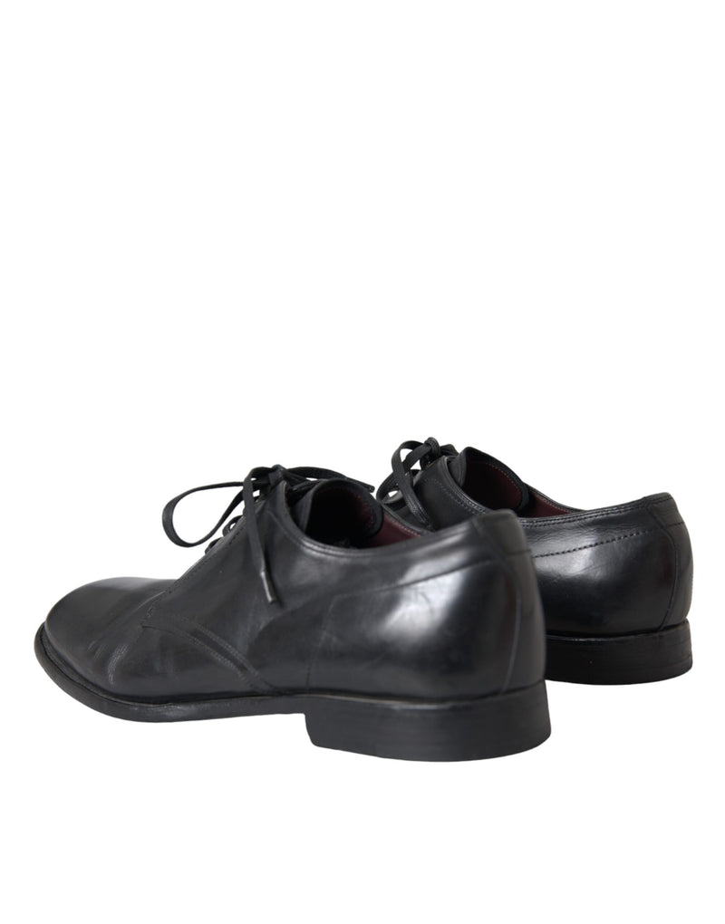 Dolce & Gabbana Black Leather Derby Formal Dress Men Men's Shoes