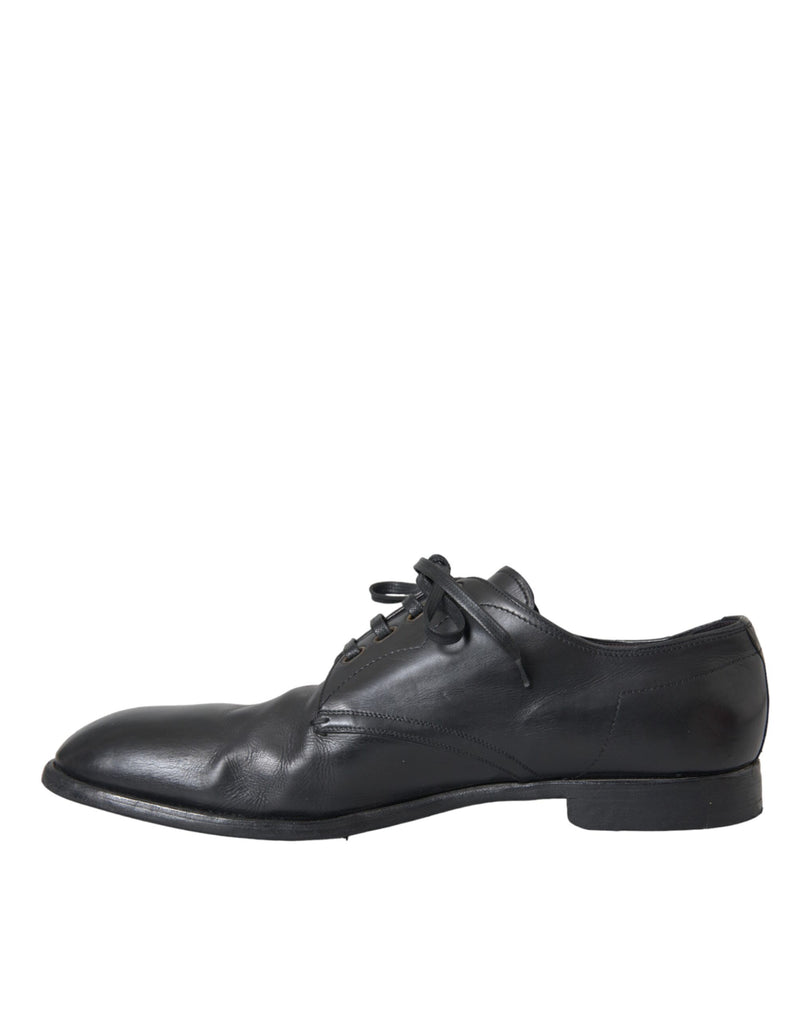 Dolce & Gabbana Black Leather Derby Formal Dress Men Men's Shoes