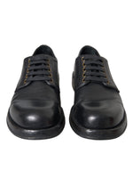 Dolce & Gabbana Black Horse Leather Derby Men Dress Men's Shoes (Pre-Owned)