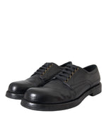 Dolce & Gabbana Black Horse Leather Derby Men Dress Men's Shoes (Pre-Owned)