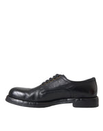 Dolce & Gabbana Black Horse Leather Derby Men Dress Men's Shoes (Pre-Owned)