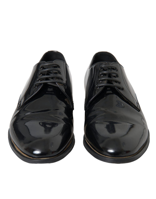 Dolce & Gabbana Black Patent Leather Derby Formal Dress Men's Shoes (Pre-Owned)