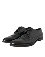 Dolce & Gabbana Black Patent Leather Derby Formal Dress Men's Shoes (Pre-Owned)