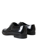 Dolce & Gabbana Black Patent Leather Derby Formal Dress Men's Shoes (Pre-Owned)