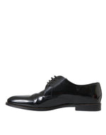 Dolce & Gabbana Black Patent Leather Derby Formal Dress Men's Shoes (Pre-Owned)