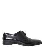 Dolce & Gabbana Black Patent Leather Derby Formal Dress Men's Shoes (Pre-Owned)