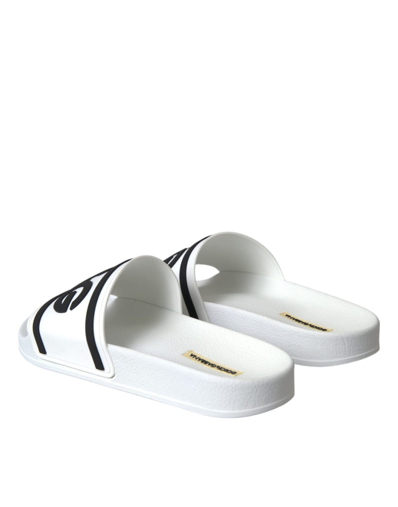 Dolce & Gabbana White Black Sandals Rubber Beachwear Men's Shoes