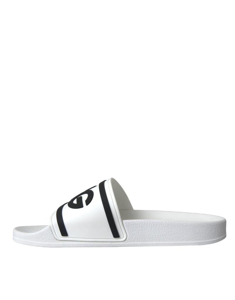 Dolce & Gabbana White Black Sandals Rubber Beachwear Men's Shoes