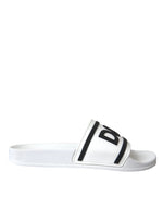 Dolce & Gabbana White Black Sandals Rubber Beachwear Men's Shoes