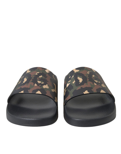 Dolce & Gabbana Multicolor Camouflage Leather Beachwear Men Men's Shoes