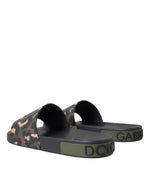 Dolce & Gabbana Multicolor Camouflage Leather Beachwear Men Men's Shoes