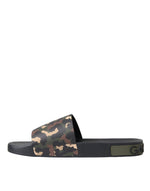 Dolce & Gabbana Multicolor Camouflage Leather Beachwear Men Men's Shoes